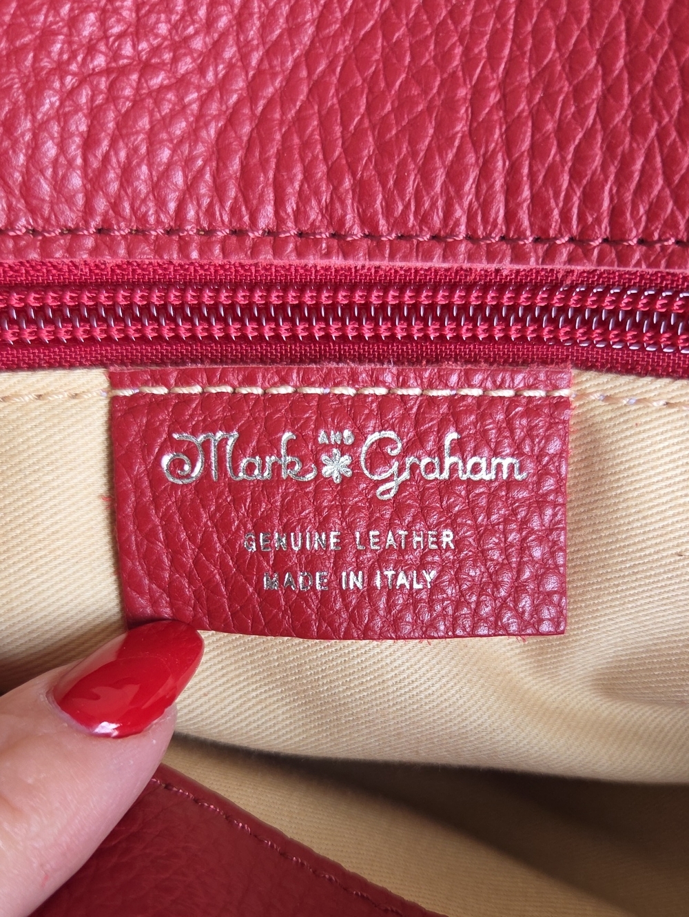Mark & Graham Slouch Shoulder Bag Handbag - Red - Picture 15 of 16